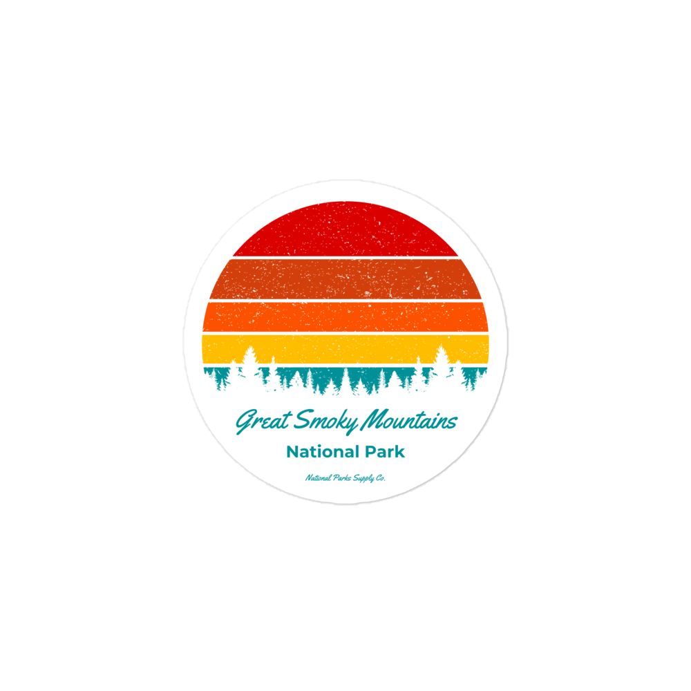 Smoky Mountains Retro Sunset Sticker
