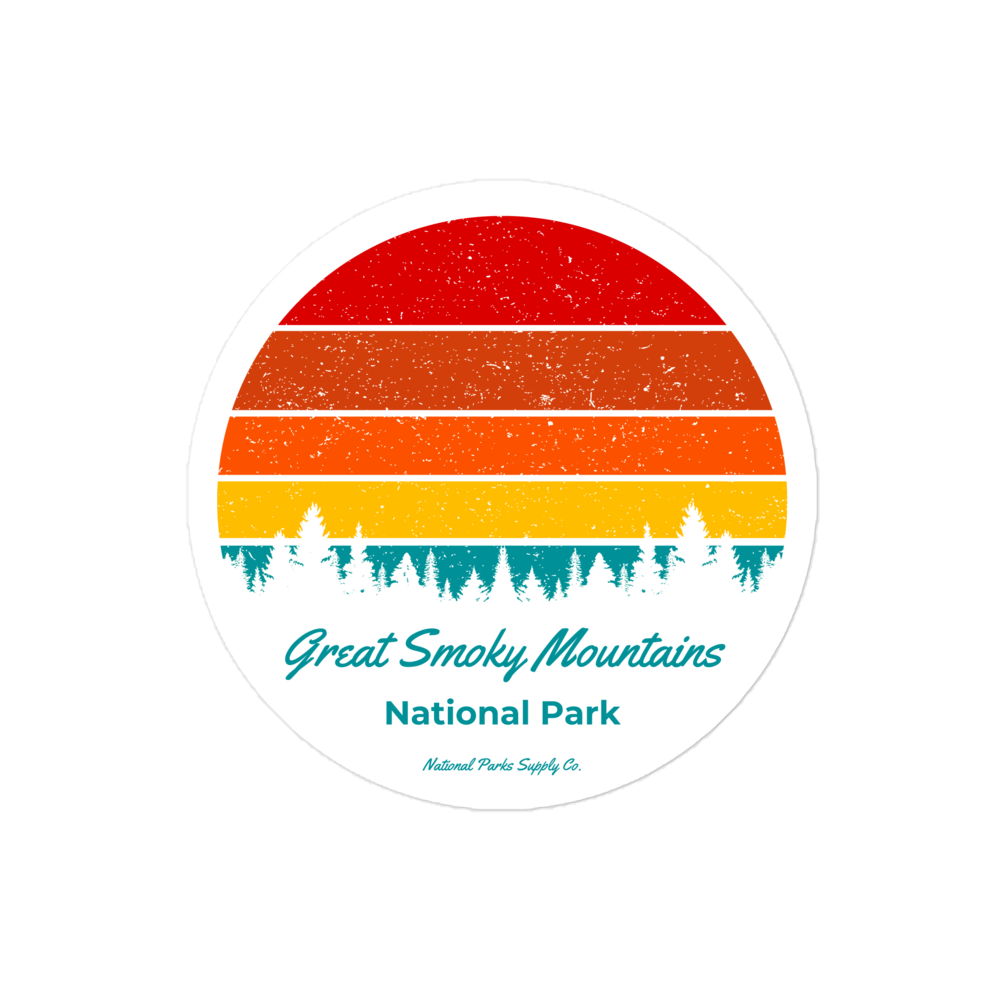 Smoky Mountains Retro Sunset Sticker