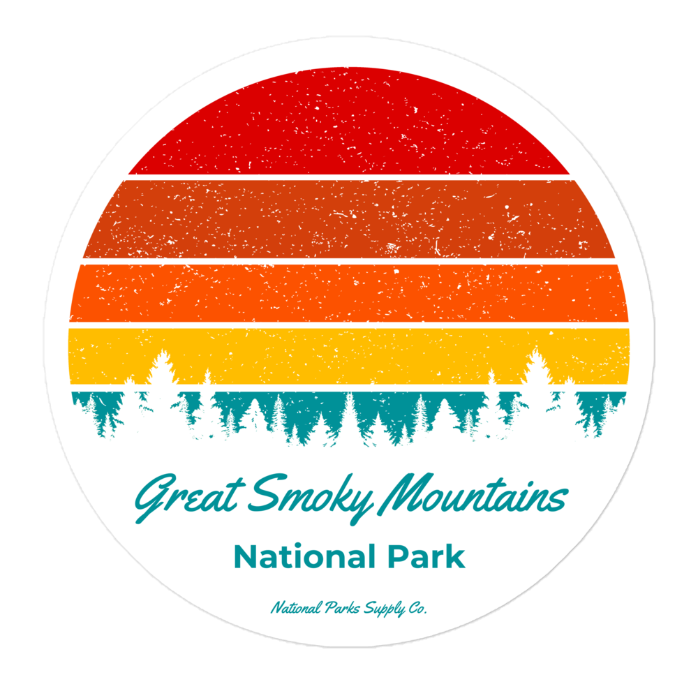 Smoky Mountains Retro Sunset Sticker