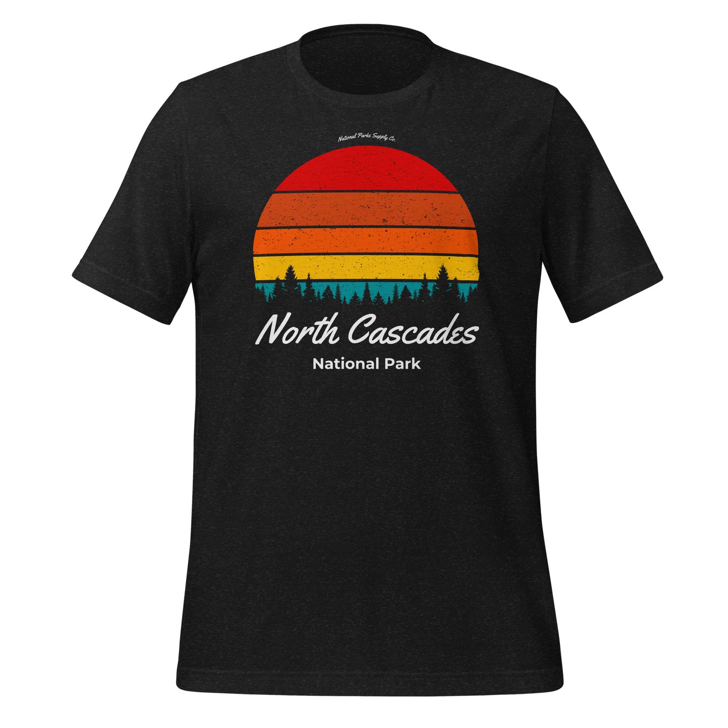 North Cascades Retro Forest Sunset T Shirt
