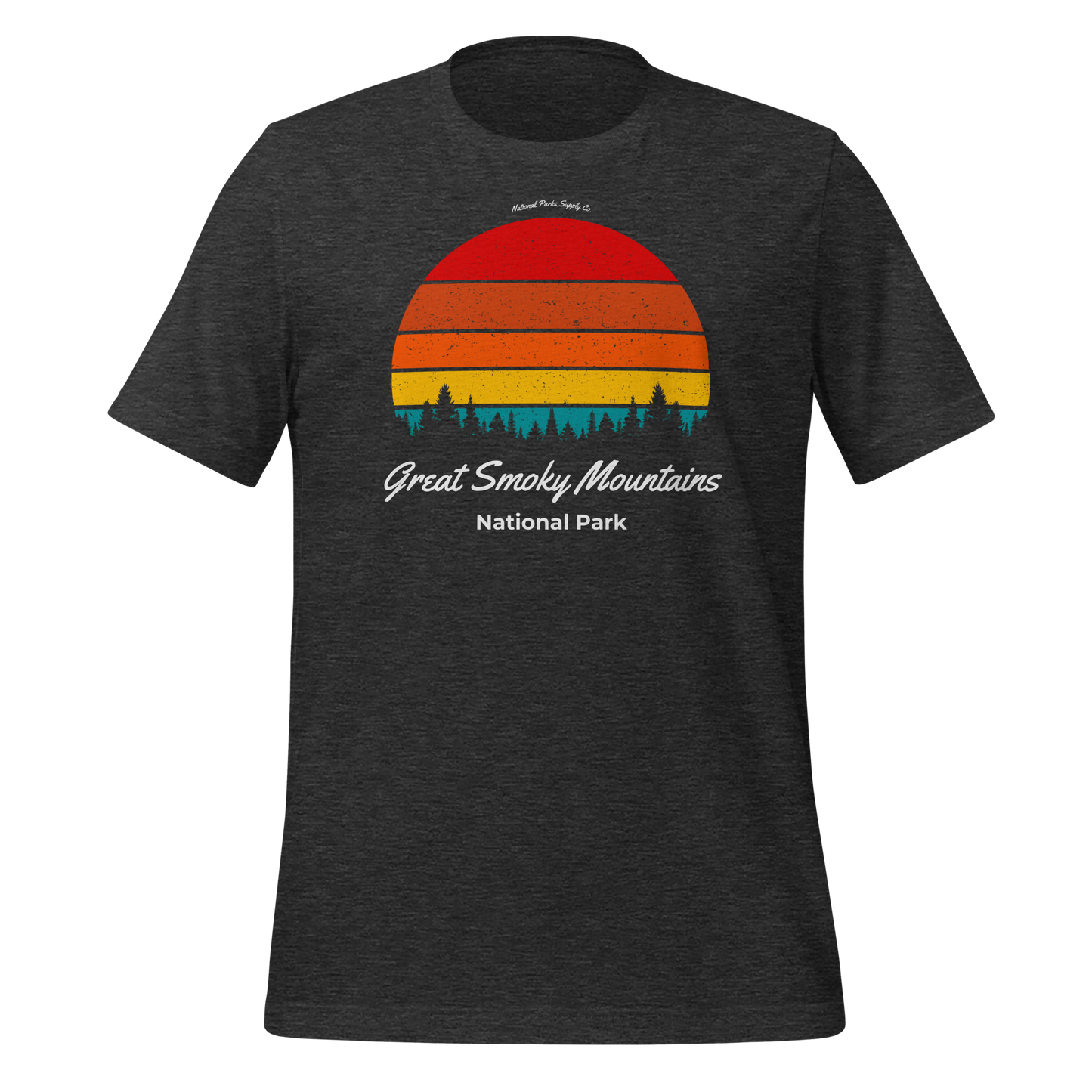 Great Smoky Mountains Retro Forrest Sunset T Shirt