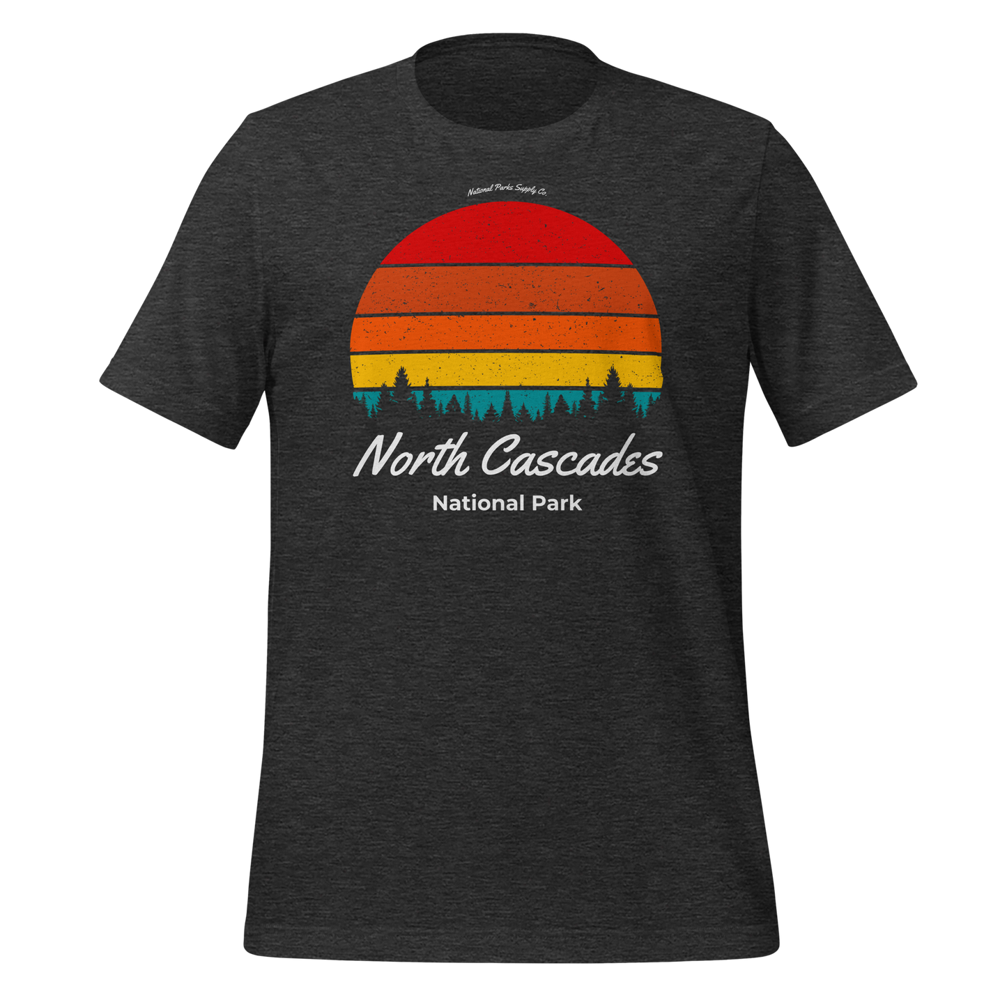 North Cascades Retro Forest Sunset T Shirt