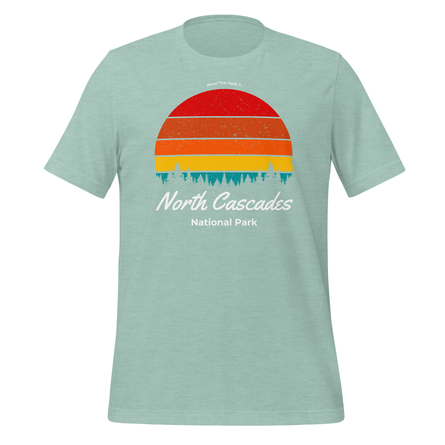 North Cascades Retro Forest Sunset T Shirt
