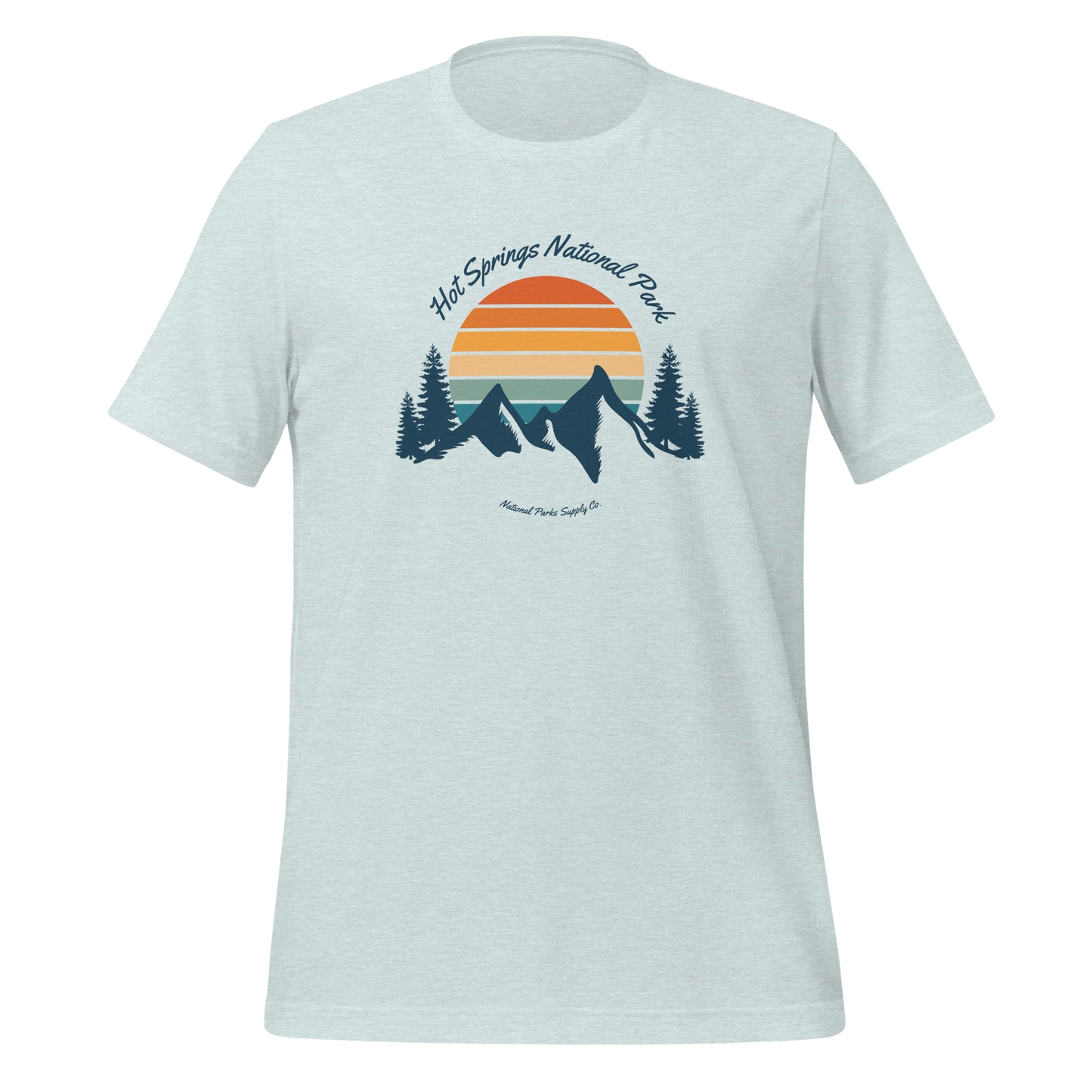 Hot Springs Retro Mountain Sunset T Shirt