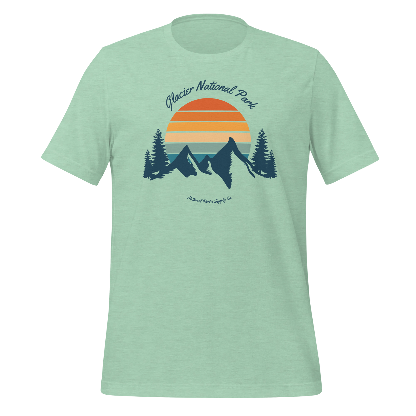 Glacier Retro Mountain Sunset T Shirt
