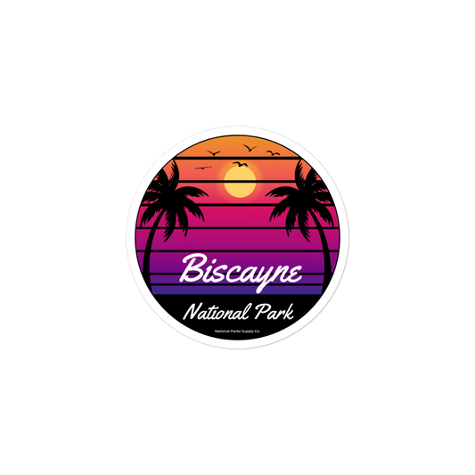 Biscayne National Park Retro Sunset Sticker