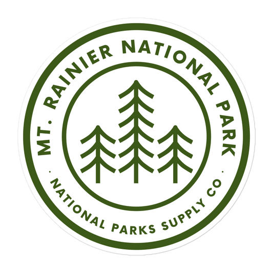 Mount Rainier Circle Trees Sticker