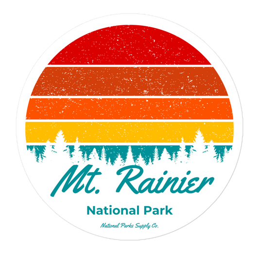 Mount Rainier Retro Sunset Sticker