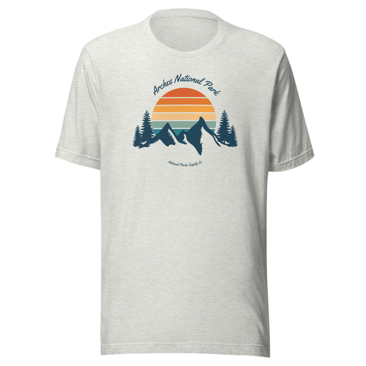 Arches Retro Mountain Sunset T Shirt