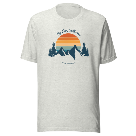 Big Sur Retro Mountain Sunset T Shirt