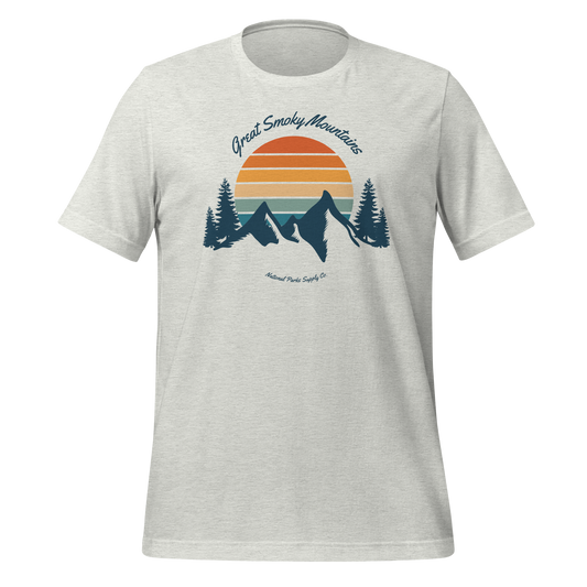 Smoky Mountains Retro Mountain Sunset T Shirt