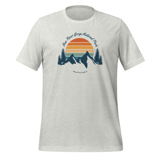 New River Gorge Retro Mountain Sunset T Shirt