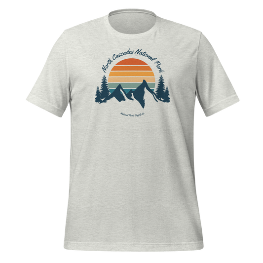 North Cascades Retro Mountain Sunset T Shirt