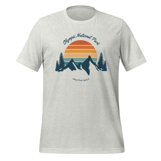 Olympic National Park Retro Mountain Sunset T Shirt