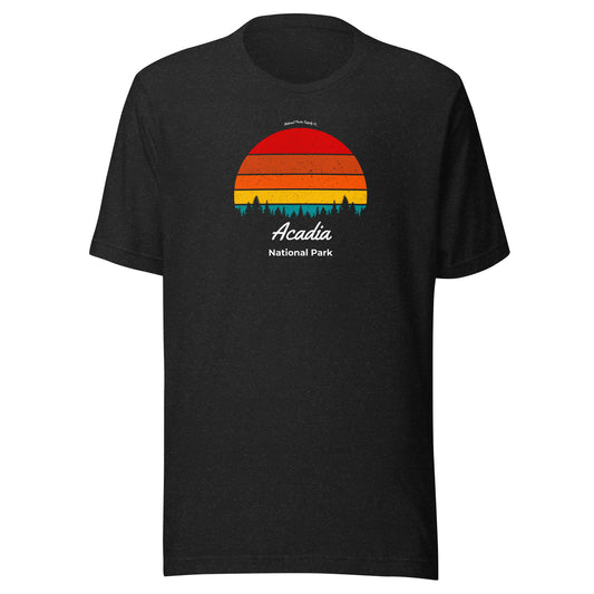 Acadia Retro Forest Sunset T Shirt