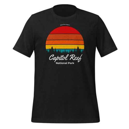 Capitol Reef National Park Retro Forest Sunset T Shirt