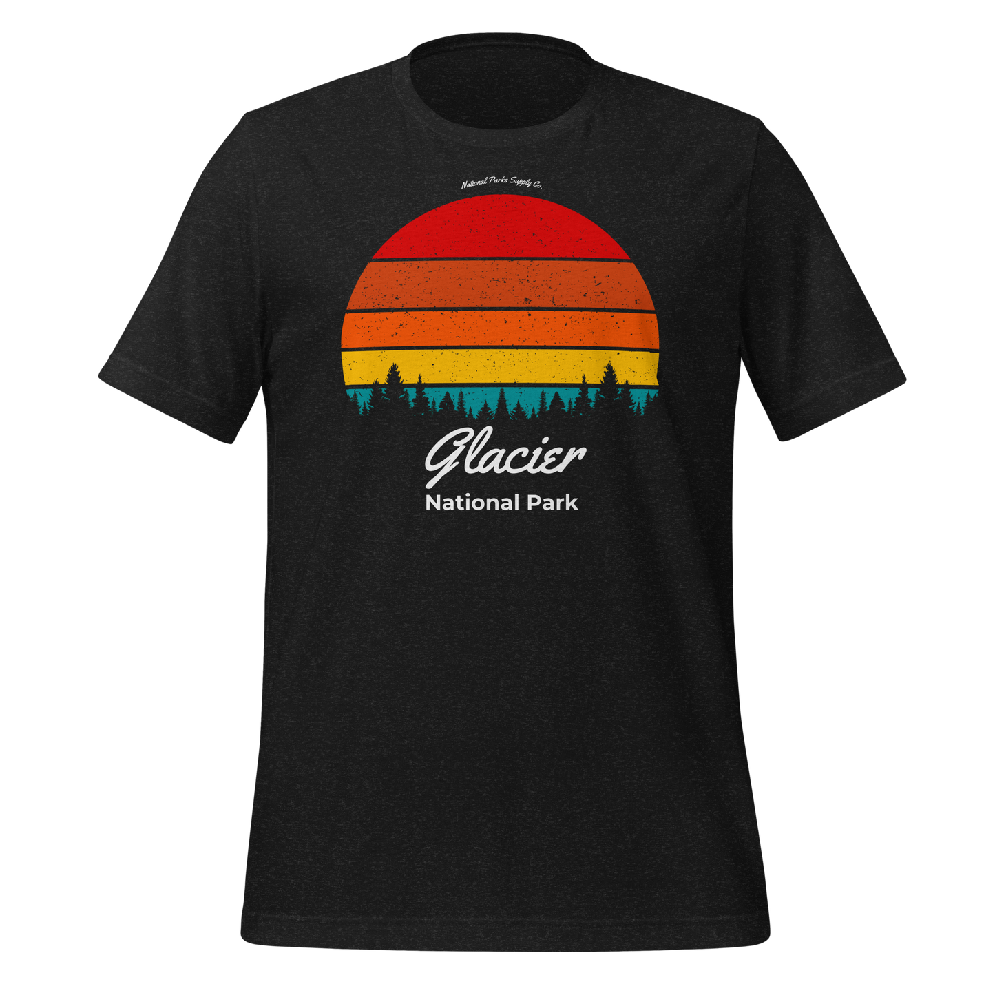 Glacier Retro Forest Sunset T Shirt