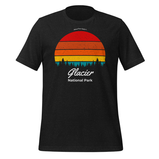 Glacier Retro Forest Sunset T Shirt