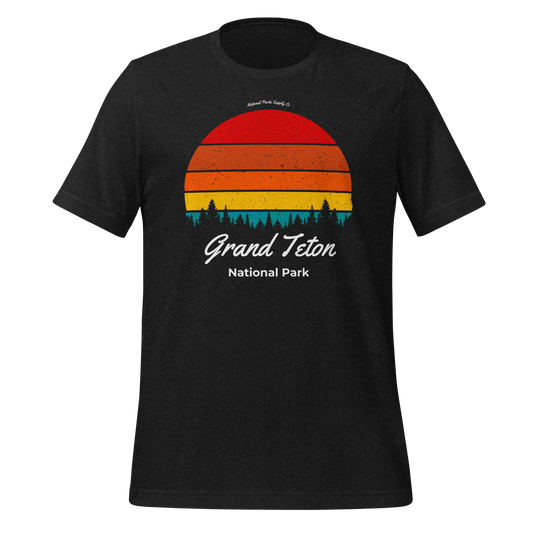 Grand Teton Retro Forest Sunset T Shirt