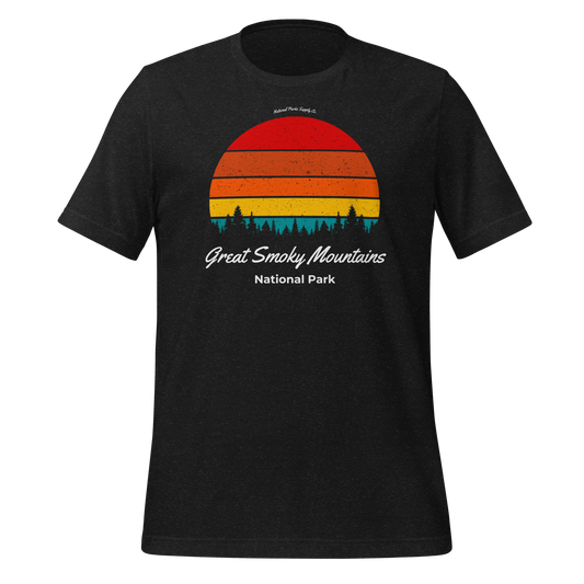 Great Smoky Mountains Retro Forrest Sunset T Shirt