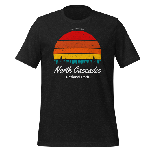 North Cascades Retro Forest Sunset T Shirt