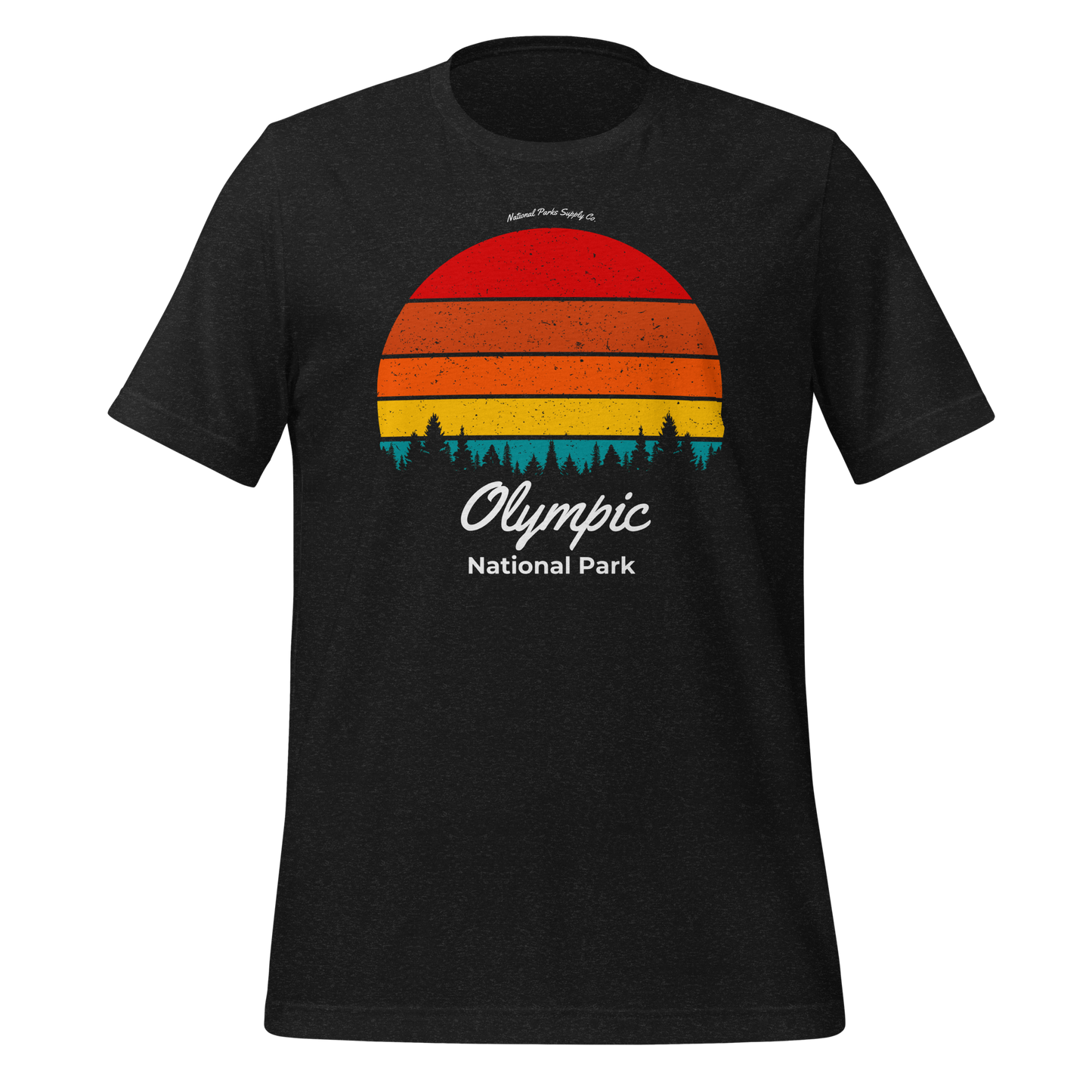 Olympic National Park Retro Forest Sunset T Shirt