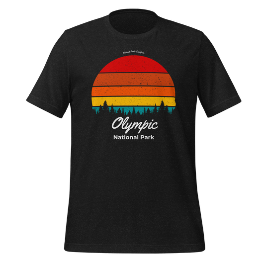 Olympic National Park Retro Forest Sunset T Shirt