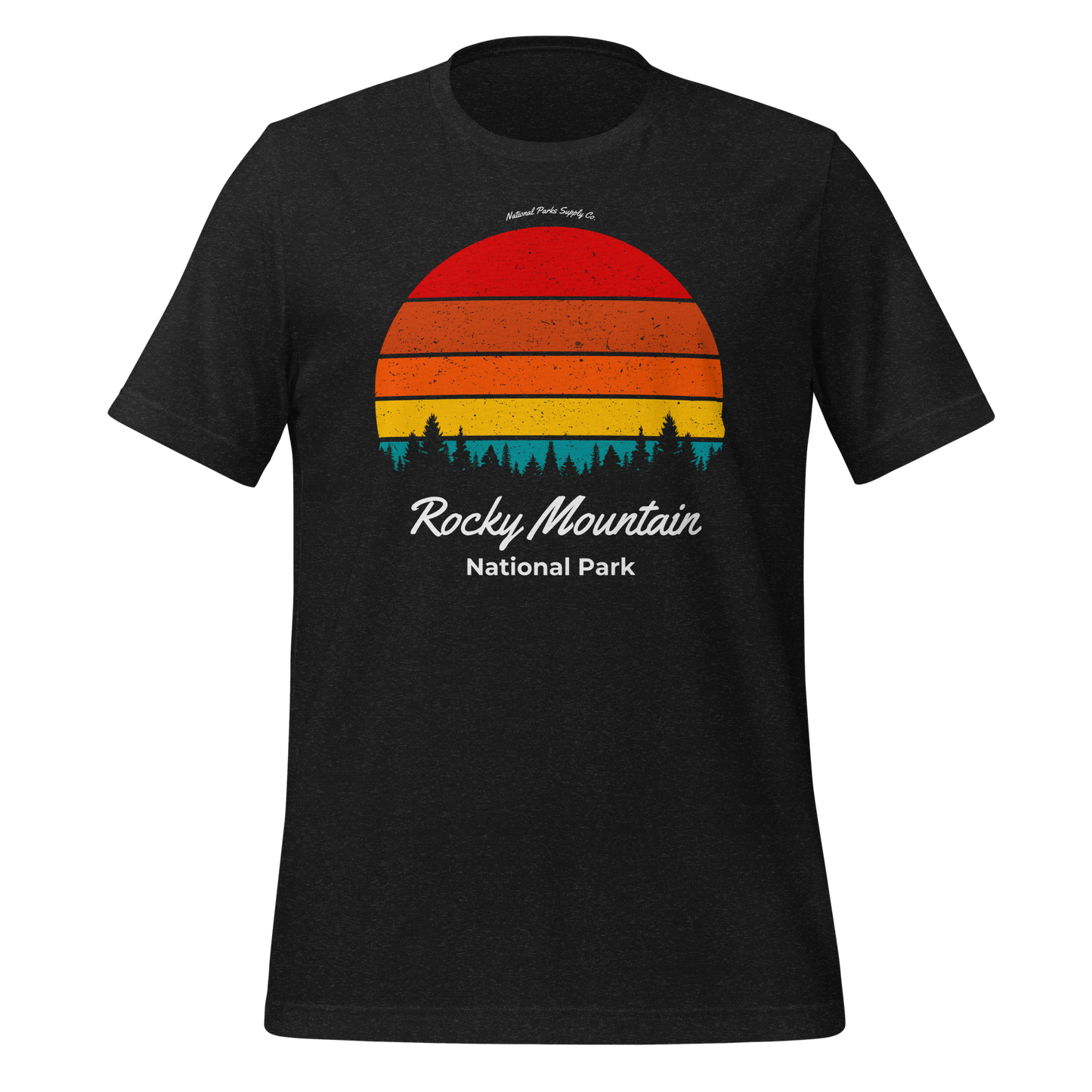 Rocky Mountain Retro Forrest Sunset T Shirt