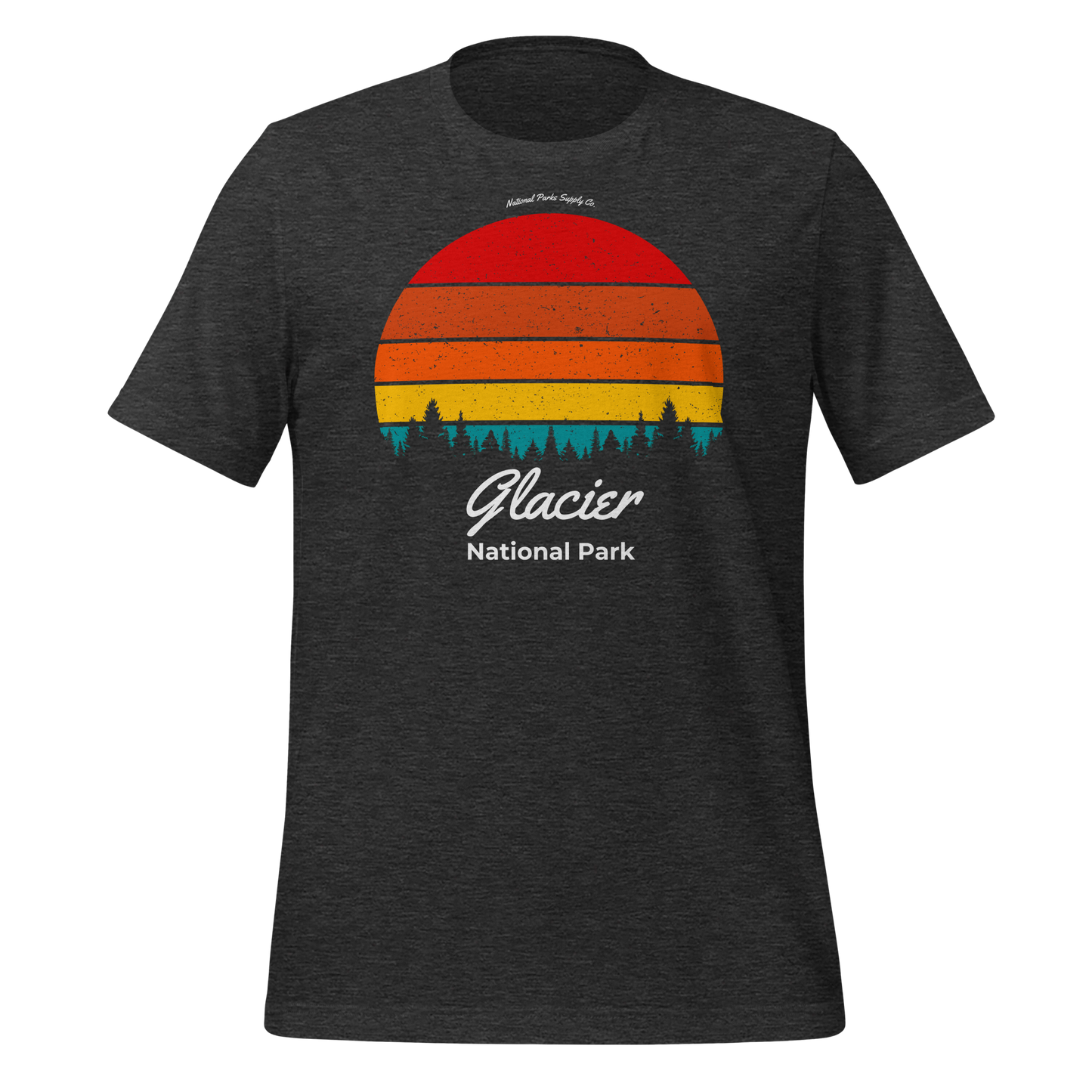 Glacier Retro Forest Sunset T Shirt