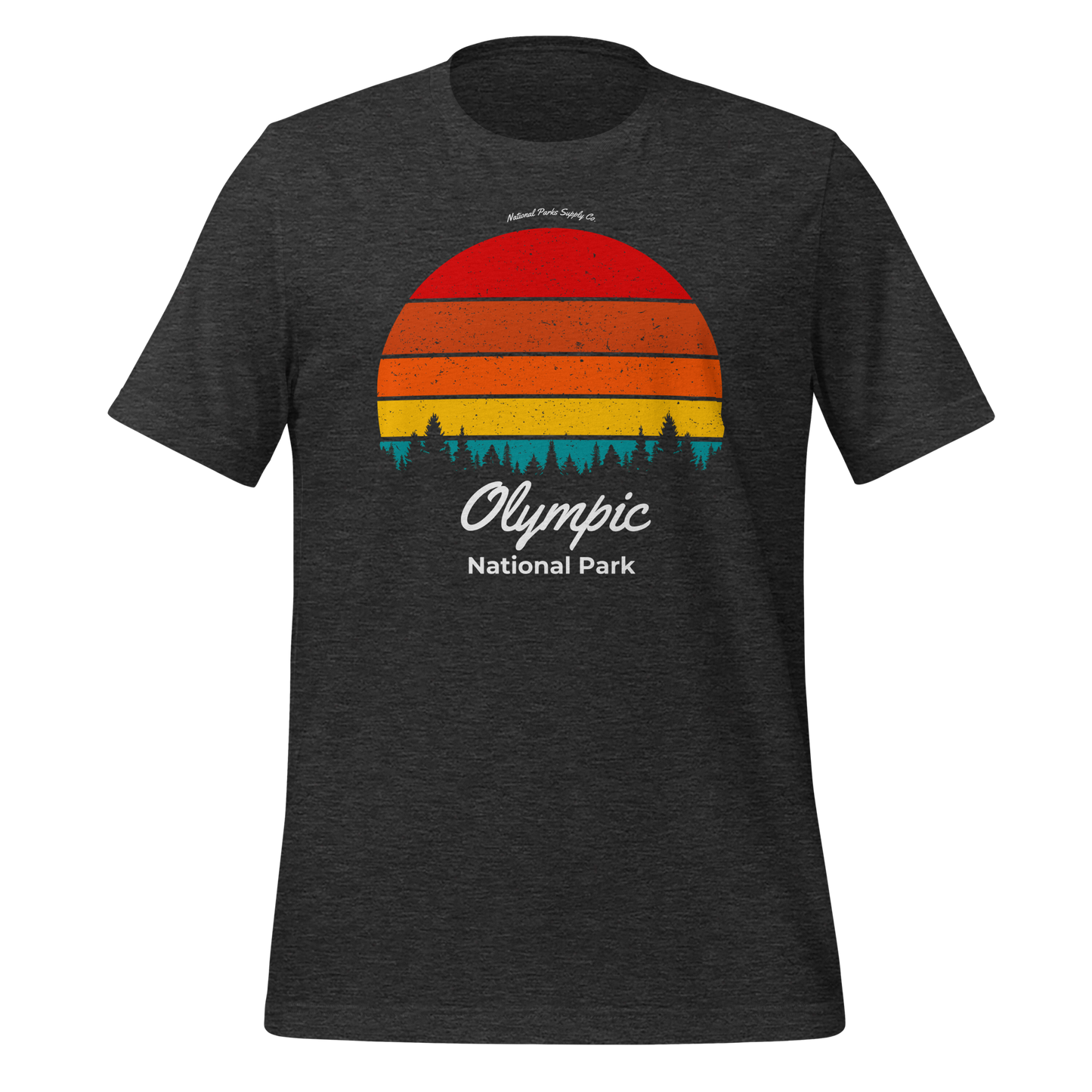 Olympic National Park Retro Forest Sunset T Shirt