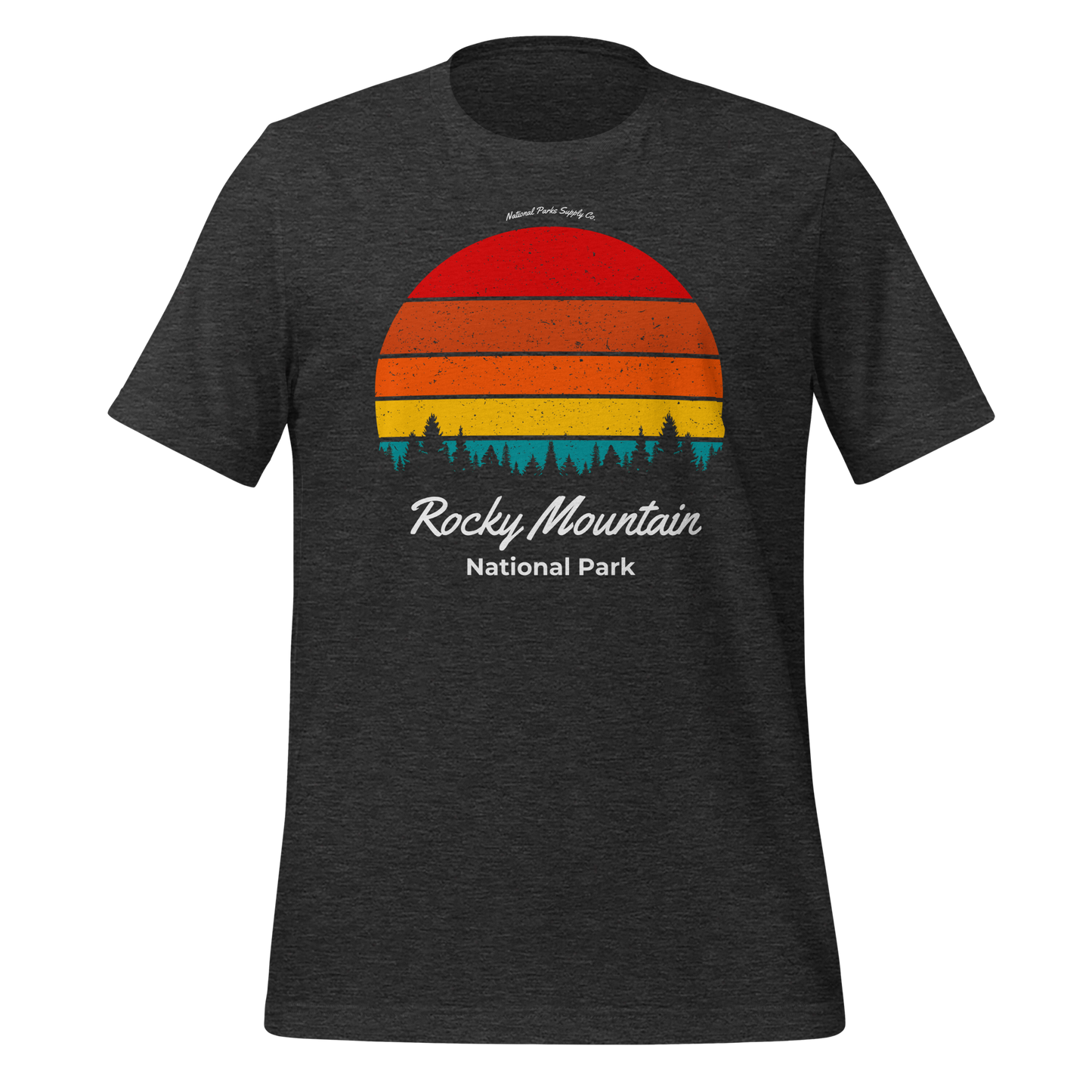 Rocky Mountain Retro Forrest Sunset T Shirt