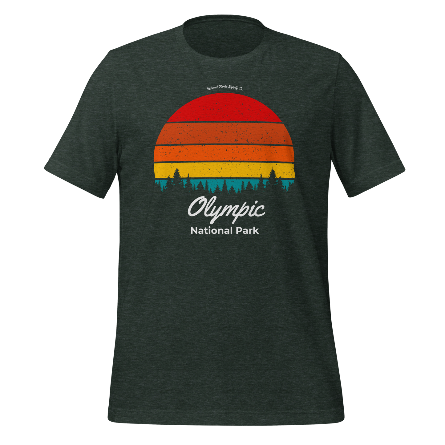 Olympic National Park Retro Forest Sunset T Shirt