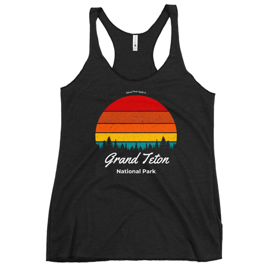 Women’s Grand Teton Retro Forest Sunset Racerback Tank