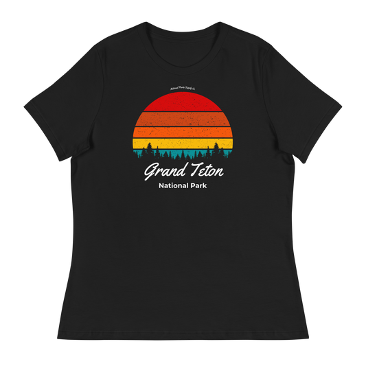 Women’s Grand Teton Retro Forest Sunset Relaxed T-Shirt