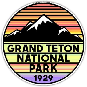 Grand Teton National Park Round Retro Sticker