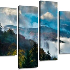 4 Panel Smoky Mountains National Park Sunrise Wall Art Prints
