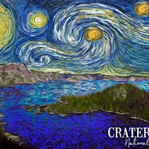 Crater Lake Starry Night Poster