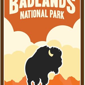 Retro Badlands National Park South Dakota Bison Poster