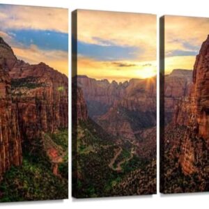Zion Canyon Sunset Tri Panel Print