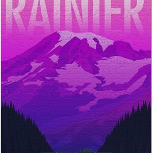 Mount Rainier National Park Neon Sunset Puzzle