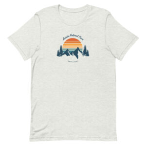 Acadia Retro Mountain Sunset T Shirt