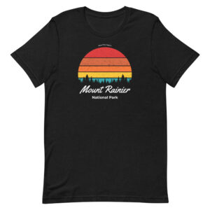 Mount Rainier Retro Forest Sunset T Shirt