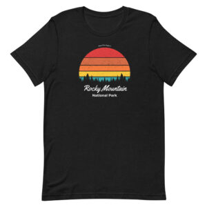 Rocky Mountain Retro Forrest Sunset T Shirt