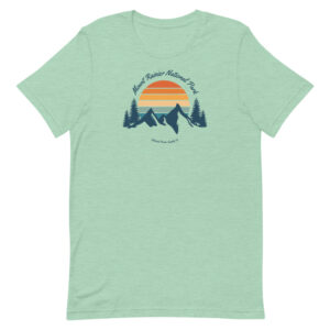 Mount Rainier Retro Mountain Sunset T Shirt