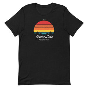 Crater Lake Retro Forest Sunset T Shirt