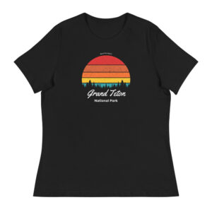 Women's Grand Teton Retro Forest Sunset Relaxed T-Shirt